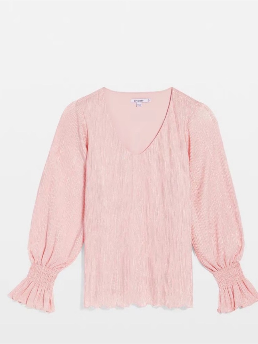 Chico's Blush Pink V-Neck Pintuck Blouse size 3/XL/16